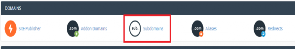 chọn mục subdomain