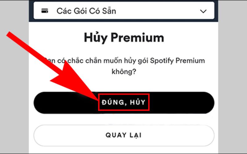 xác nhận bằng cách hủy