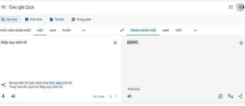 dùng google dịch